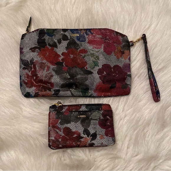 LODIS Small‎ Clutch Zip Bag Small Coin Purse Both Zip Up Floral Print - Picture 1 of 12